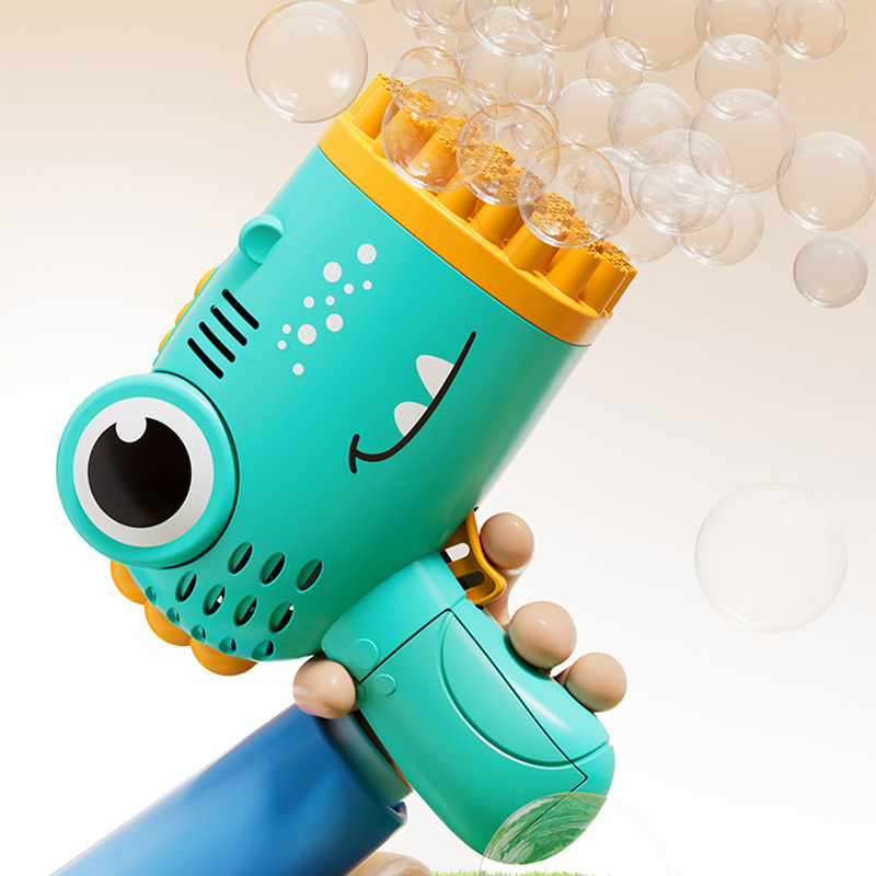 Уцінка Пістолет для мильних бульбашок Dinosaur Bubble Gun з насадкою на 40 отворів 50ml, М'ята упаковка / Green 2, купити оптом з доставкою