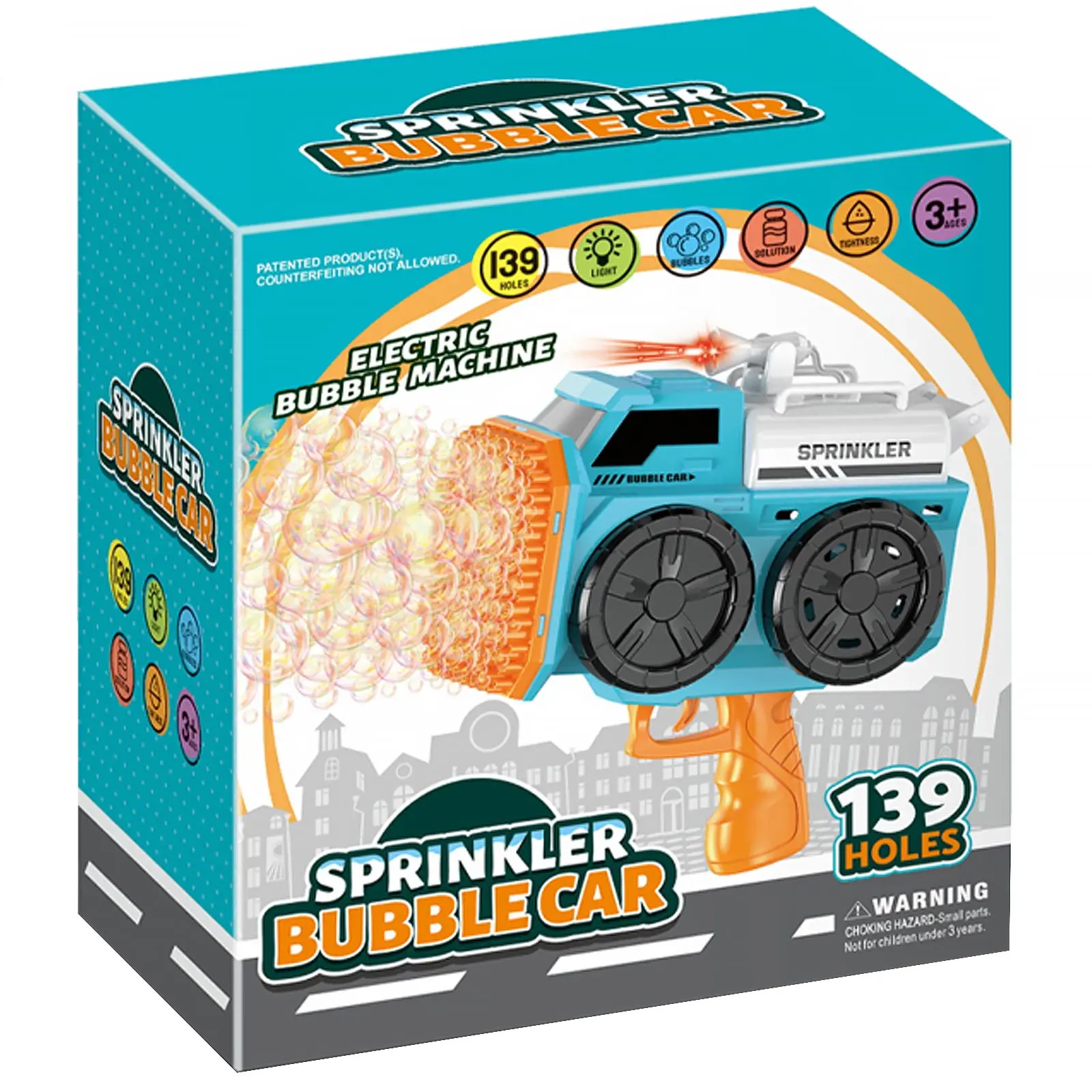 Пистолет с мыльными пузырями SHT KB1295 Truck на 139 отверстий + 2xbottle 60ml, Blue 2, купить оптом с доставкой