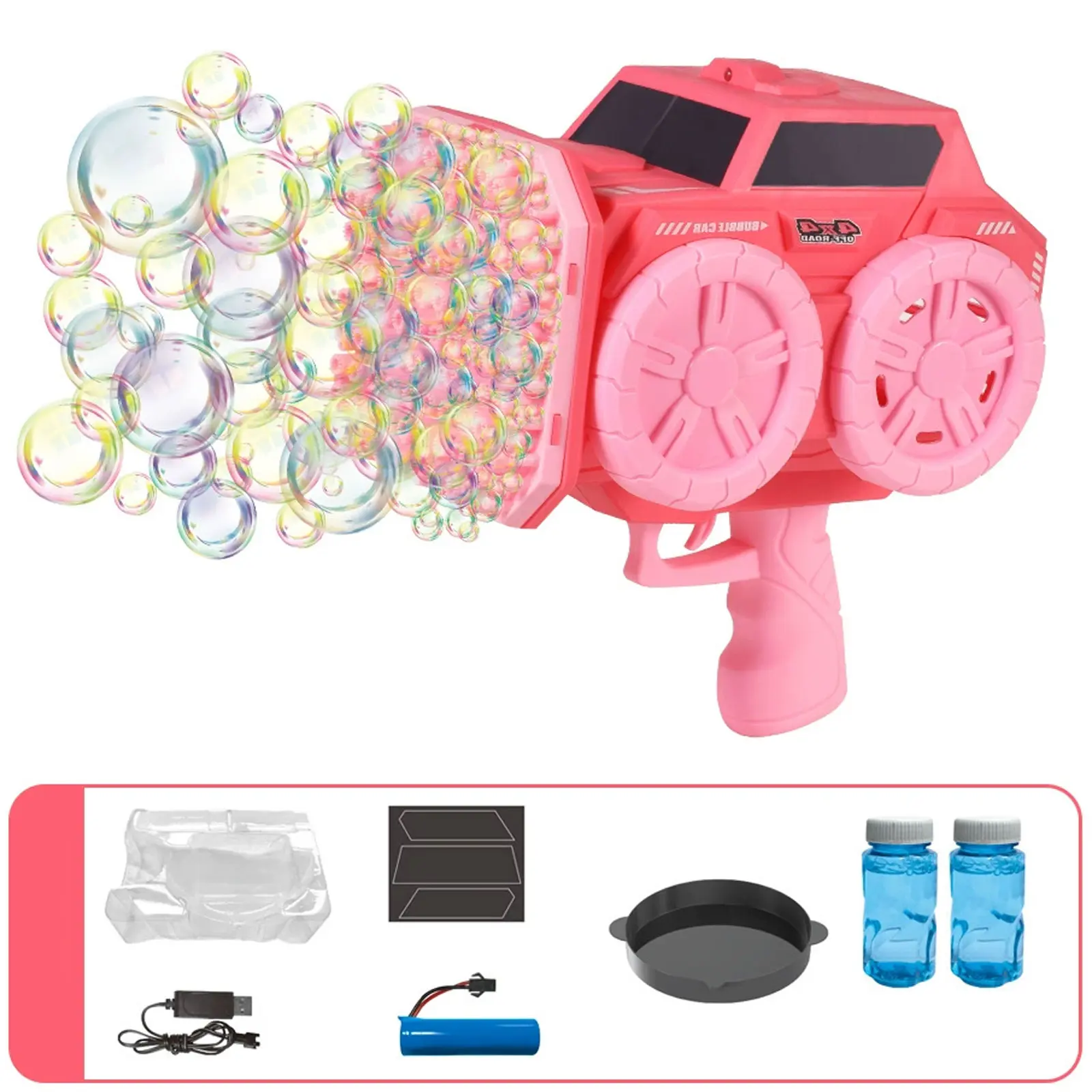 Пистолет с мыльными пузырями SHT KB1294 Car на 139 отверстий + 2xbottle 60ml, Pink 1, купить оптом с доставкой