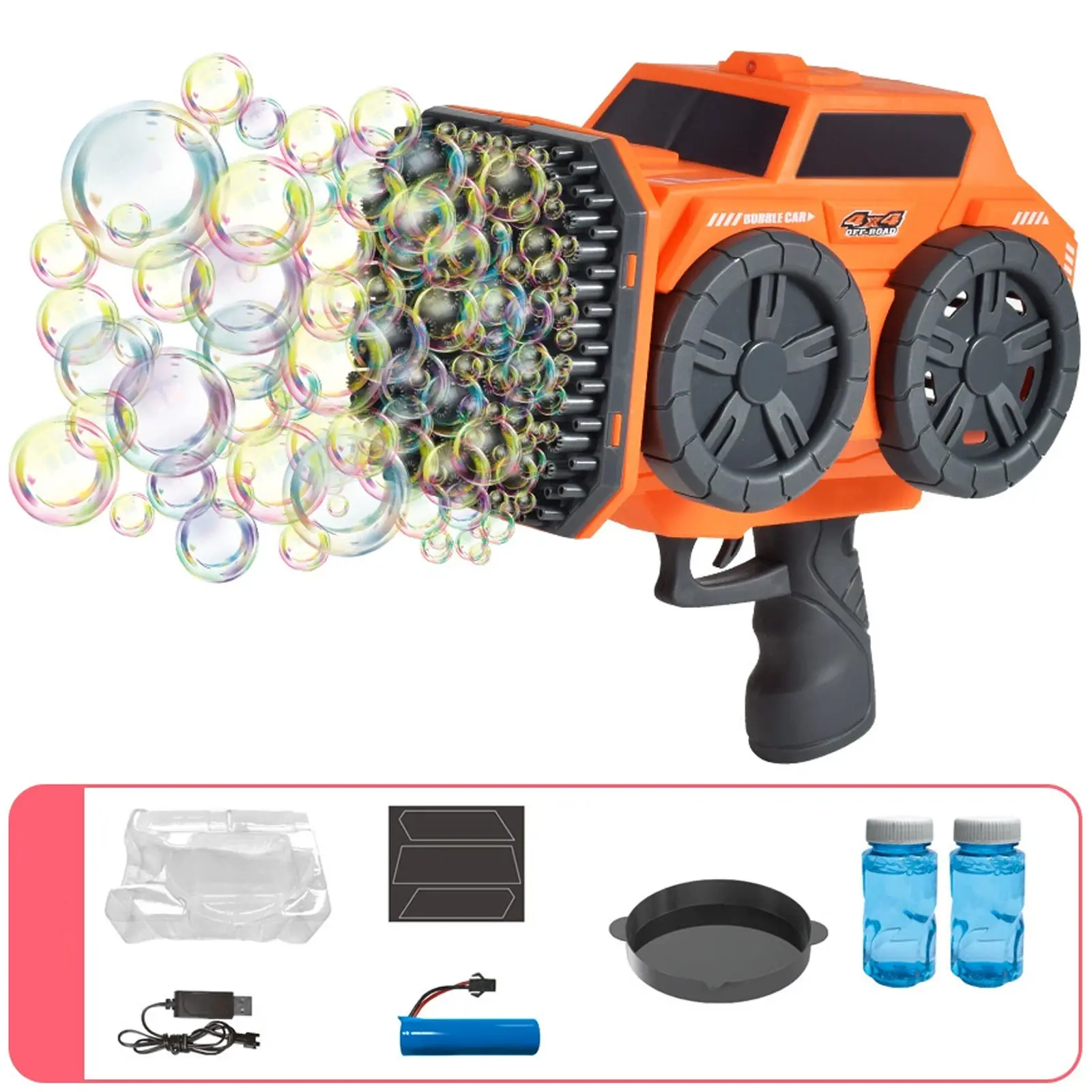 Пистолет с мыльными пузырями SHT KB1294 Car на 139 отверстий + 2xbottle 60ml, Orange 1, купить оптом с доставкой