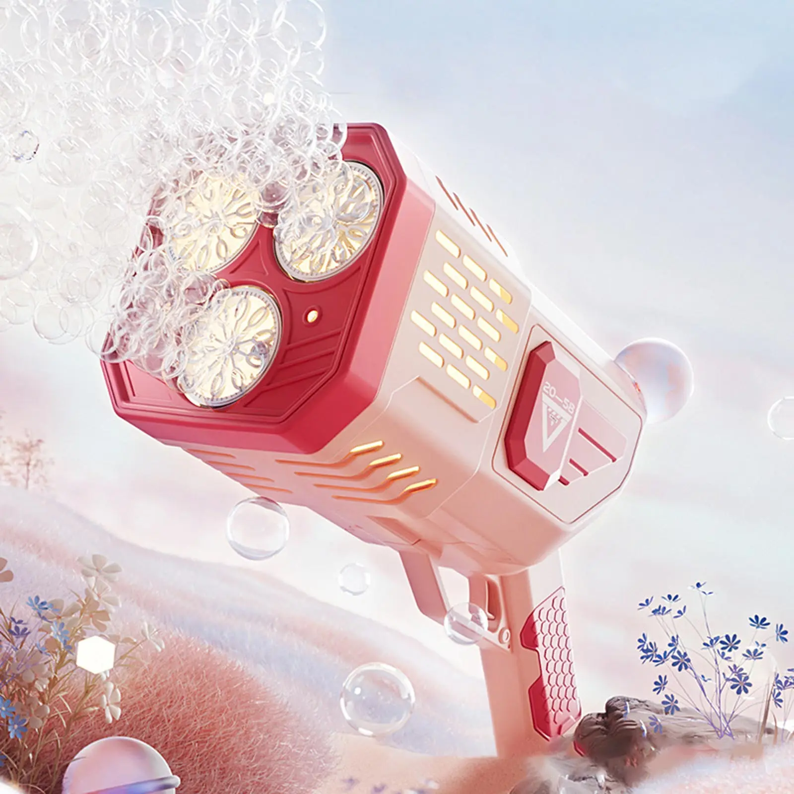 Пистолет с мыльными пузырями SHT 333-16 на 36 отверстий + 2xbottle 150ml, Pink 4, купить оптом с доставкой