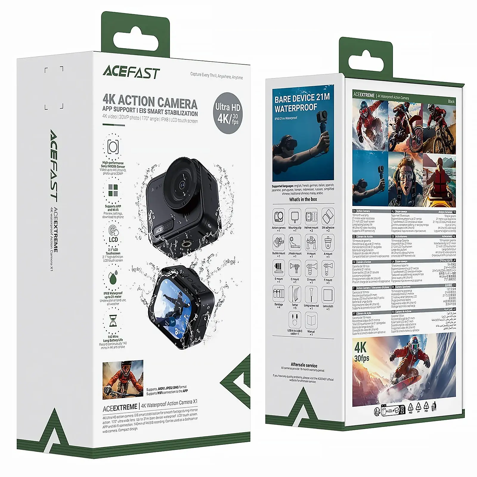 Экшн-камера Acefast X1 4K sports waterproof IPX8, Black 5, купить оптом с доставкой