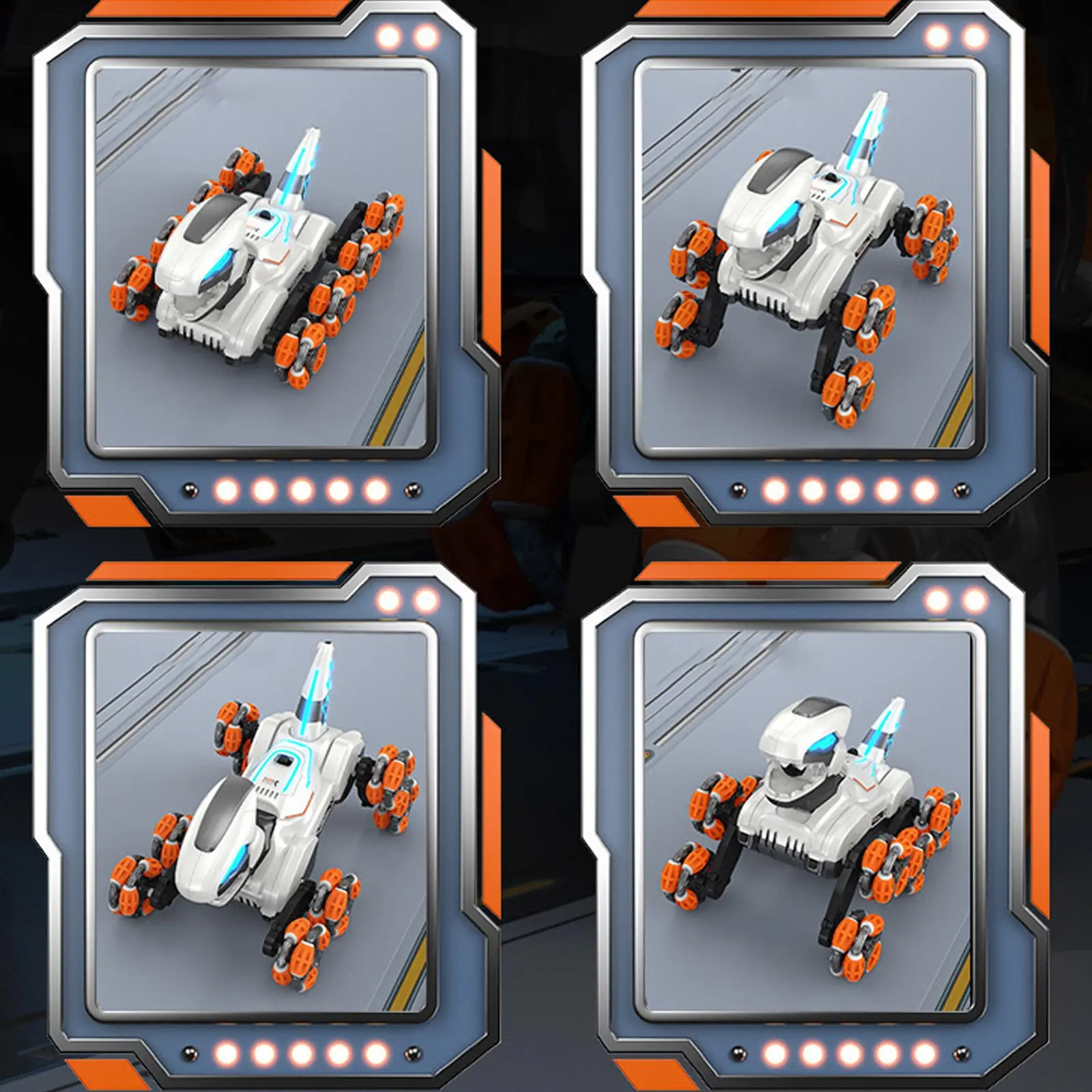 Детский восьмиколесный динозавр на радиоуправлении SHT 2590 2.4G (with 2 remote), Grey / Orange 3, купить оптом с доставкой