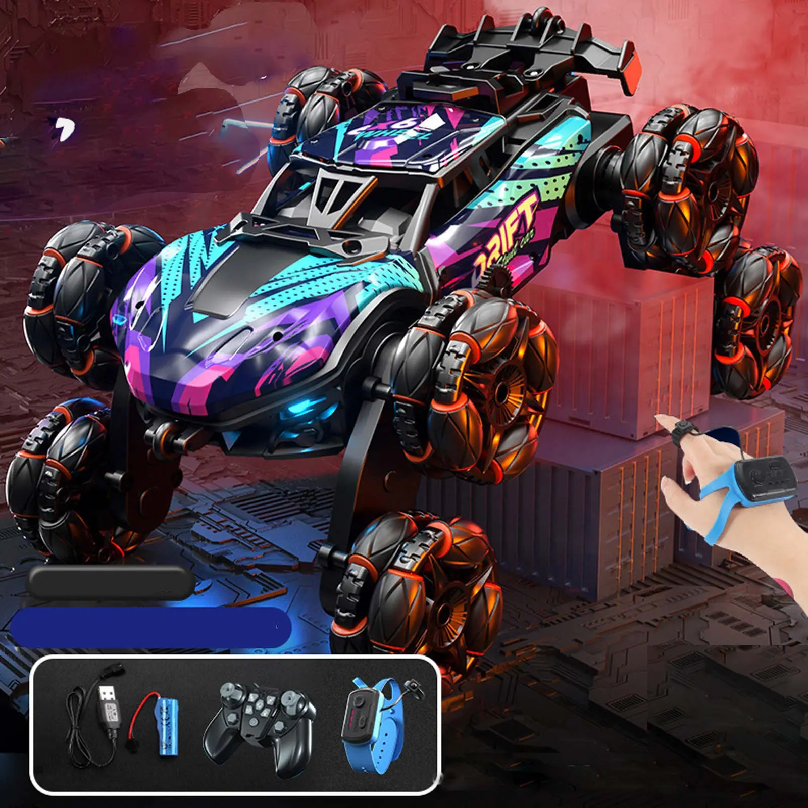 Детский восьмиколесный джип на радиоуправлении SHT 2330 2.4G (with 2 remote), Violet 4, купить оптом с доставкой