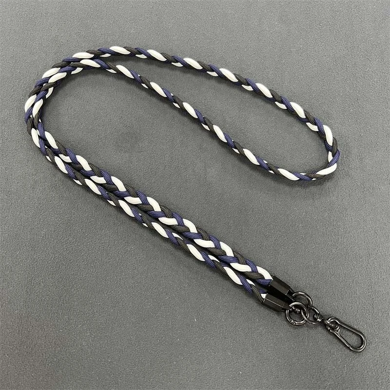 Плетенный шнурок (5мм) 120см, Black / Blue / White 1, купить оптом с доставкой