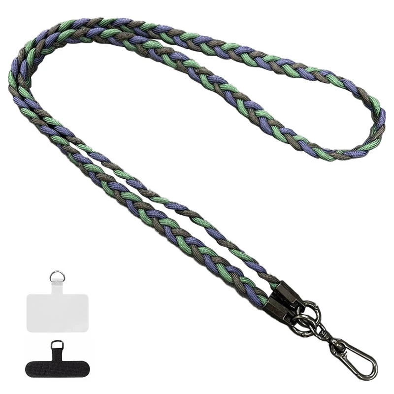 Плетенный шнурок (5мм) 120см, Black / Green / Blue, купить оптом с доставкой