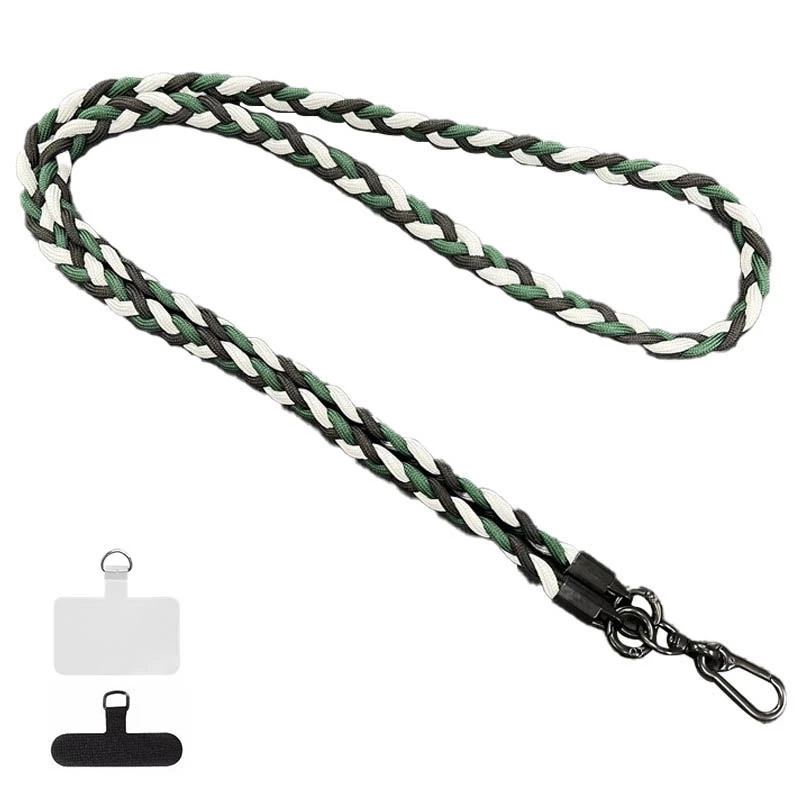 Плетенный шнурок (5мм) 120см, Dark Green / Black / White, купить оптом с доставкой