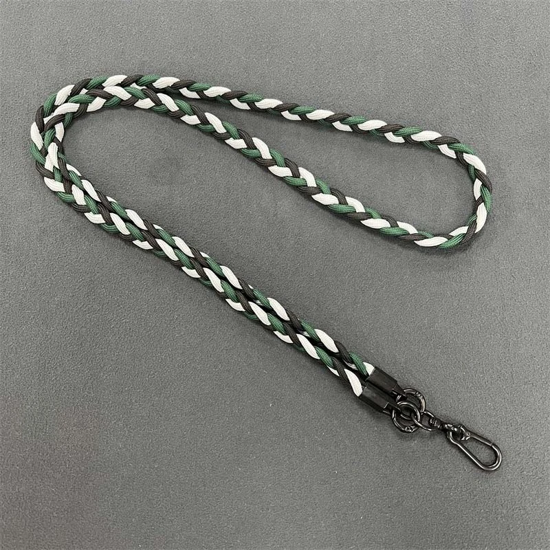 Плетенный шнурок (5мм) 120см, Dark Green / Black / White 1, купить оптом с доставкой