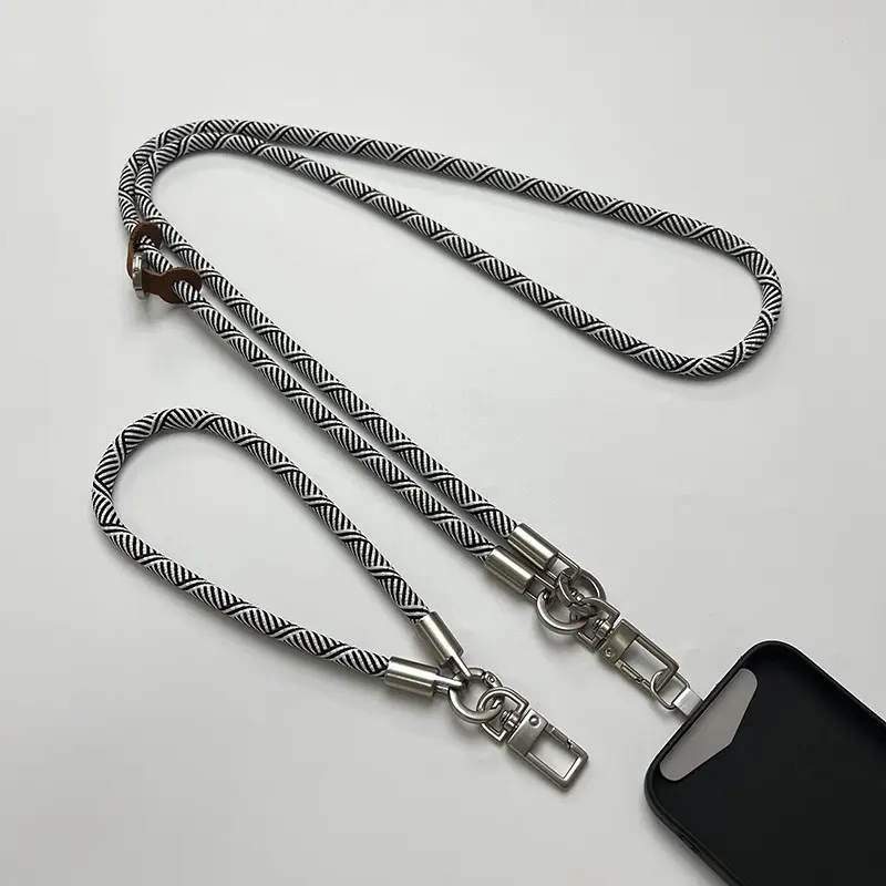 Набір шнурків 120см + 35см, Black / White Pattern 1, купити оптом з доставкою