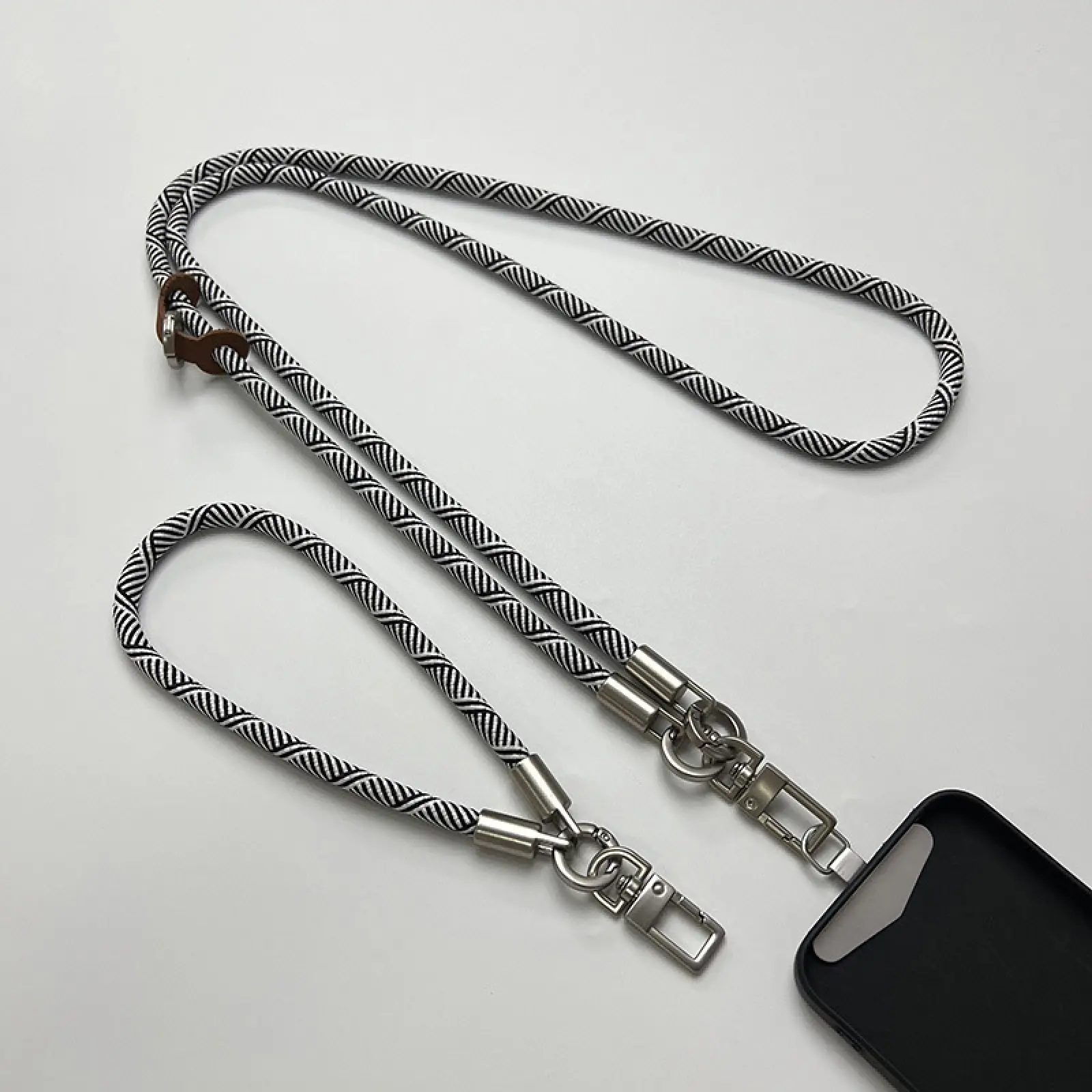 Набір шнурків 120см + 35см, Black / White Pattern 1, купити оптом з доставкою