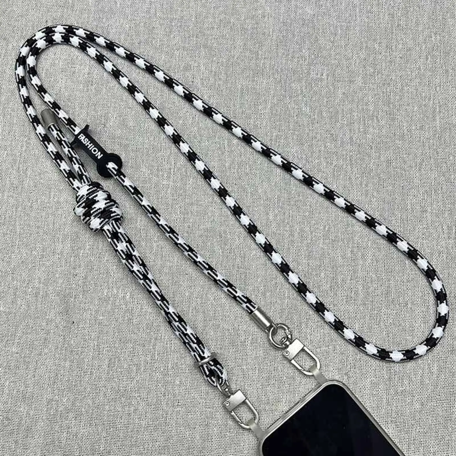 Шнурок с двумя креплениями (8мм) 150см, Black / White 1, купить оптом с доставкой