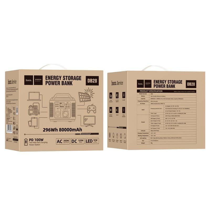 Портативна зарядная станция Hoco DB28 300W 296Wh 80000mAh Зображення №8 Портативна зарядная станция Hoco DB28 300W 296Wh 80000mAh дивитися фото №8
