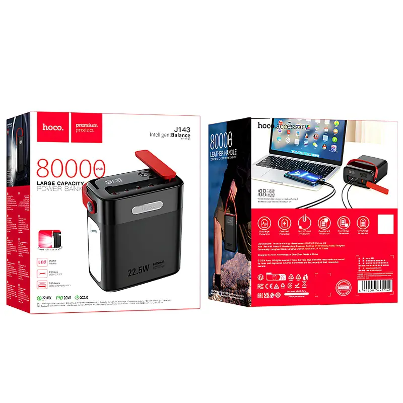 Портативное ЗУ Power Bank Hoco J143 Title 22.5W+PD20W 80000 mAh, Black 5, купить оптом с доставкой