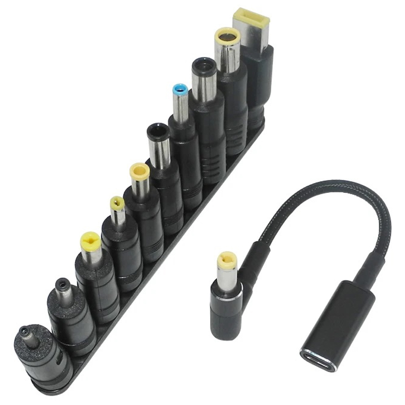 Кабель USB-C Female to DC 100W с набором переходников для ноутбука 10in1, купить оптом с доставкой