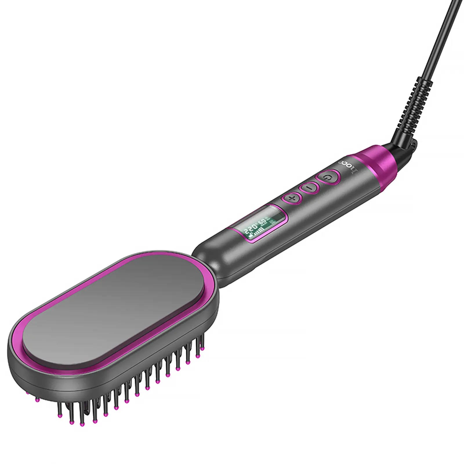 Расческа-выпрямитель Hoco HP44 Electric straightening hair comb with digital display, Rose Red, купить оптом с доставкой
