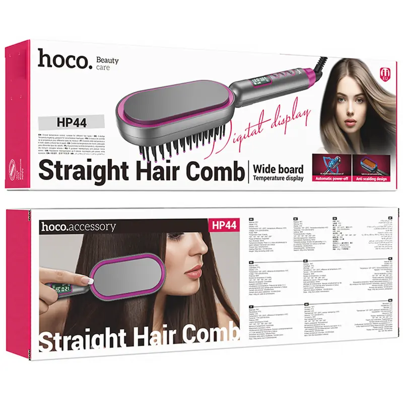 Расческа-выпрямитель Hoco HP44 Electric straightening hair comb with digital display, Rose Red 4, купить оптом с доставкой