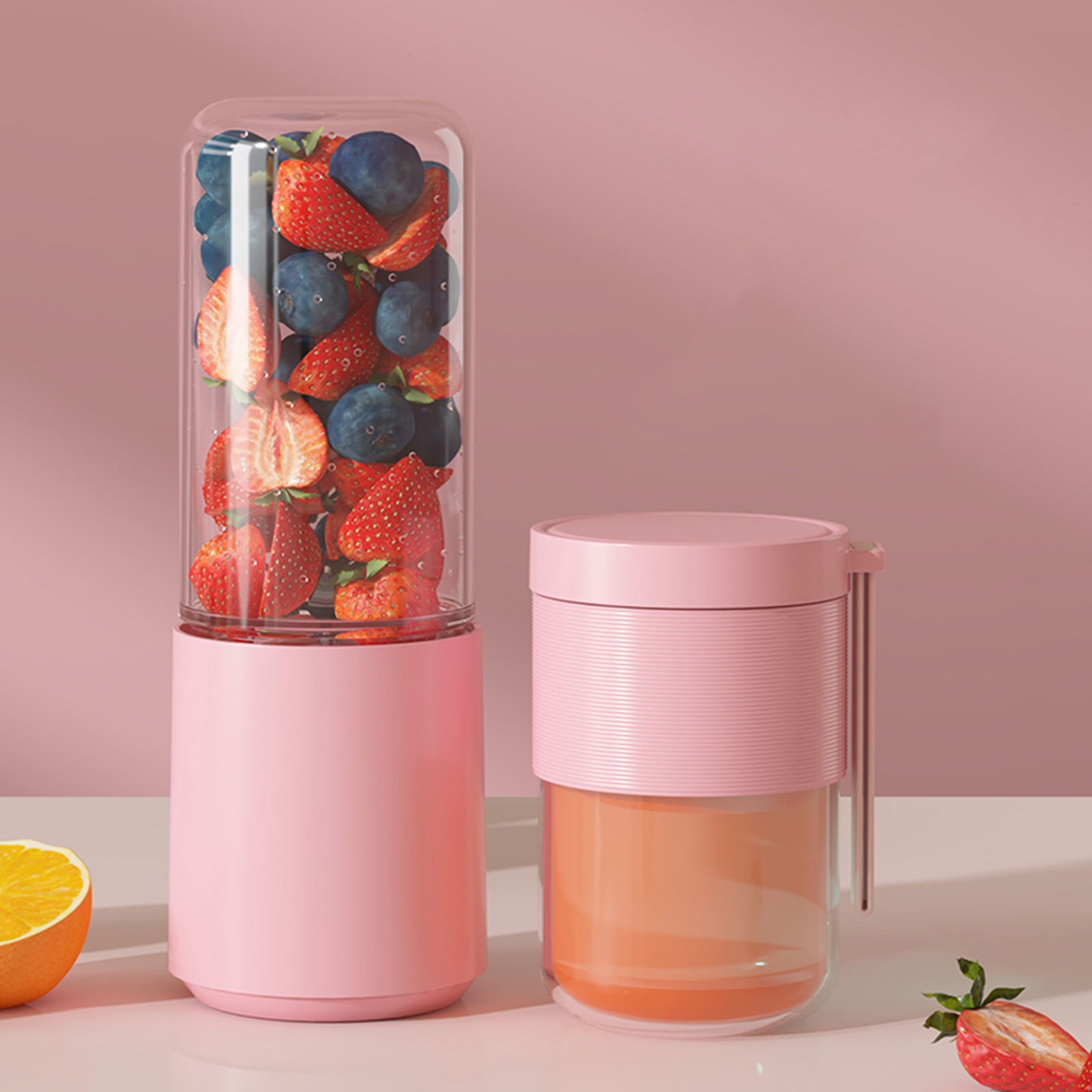 Портативный блендер / соковыжималка N8 400+300ml 60W 1500mAh, Pink 1, купить оптом с доставкой