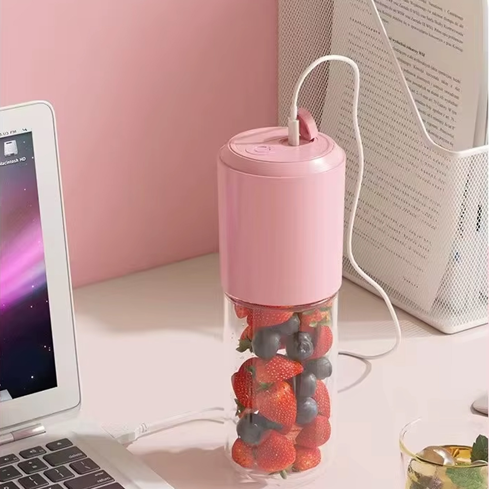 Портативный блендер / соковыжималка N8 400+300ml 60W 1500mAh, Pink 2, купить оптом с доставкой