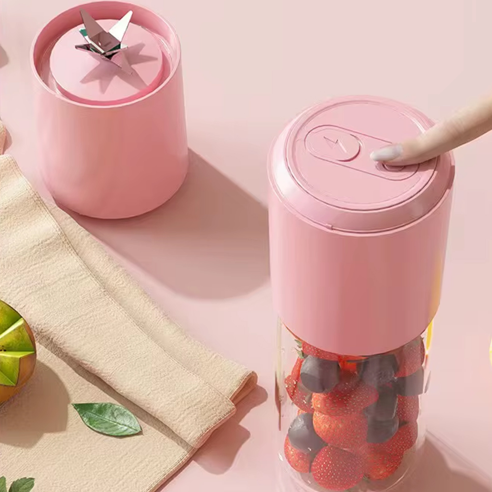 Портативный блендер / соковыжималка N8 400+300ml 60W 1500mAh, Pink 5, купить оптом с доставкой