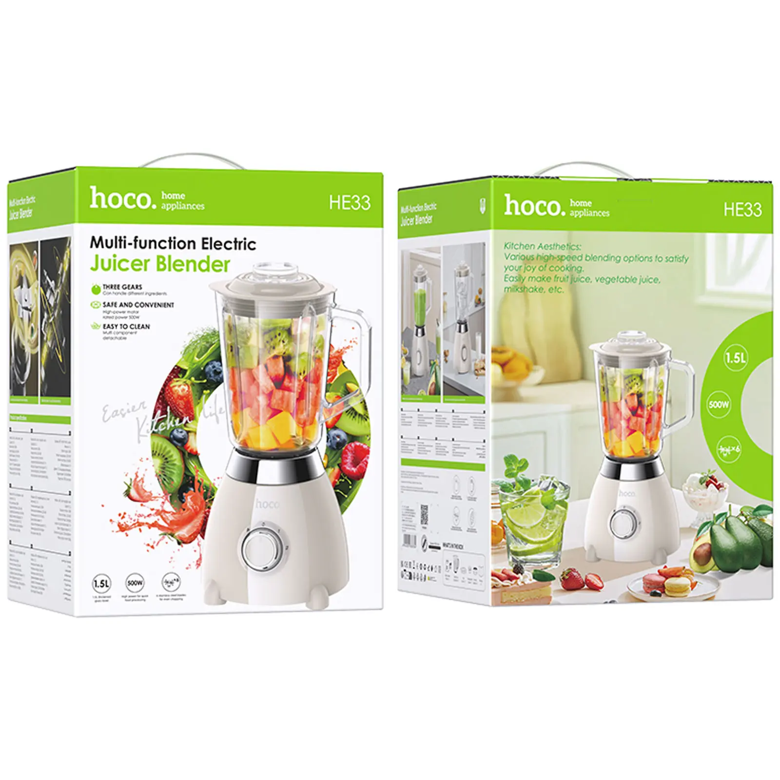 Блендер Hoco HE33 Electric Retro Juicer 500W (1.5L), Milky White 3, купить оптом с доставкой