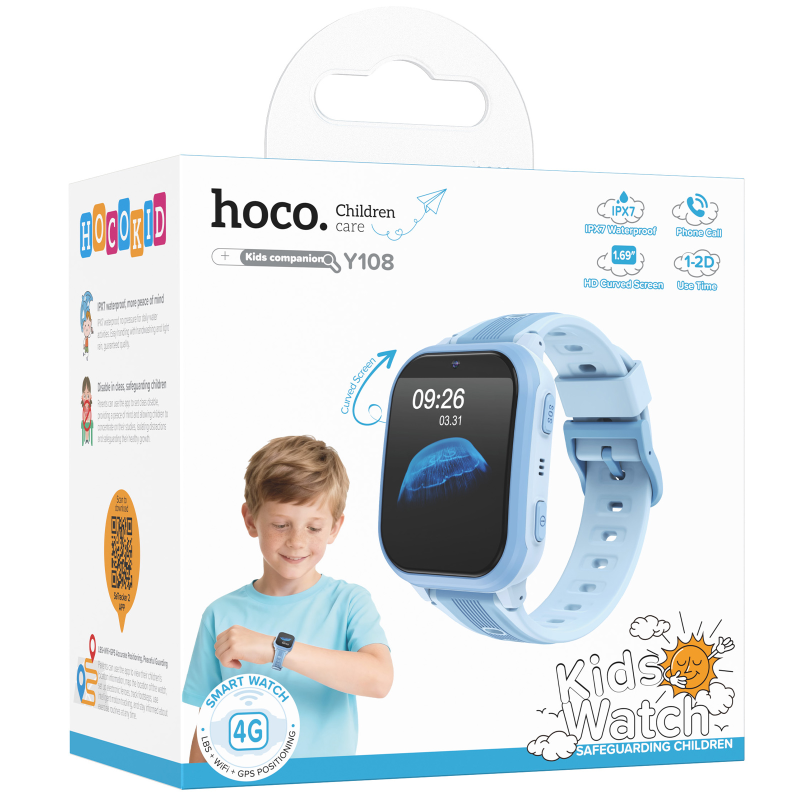 Дитячий cмарт-годинник Hoco Y108 4G with call function, Blue 2, купити оптом з доставкою