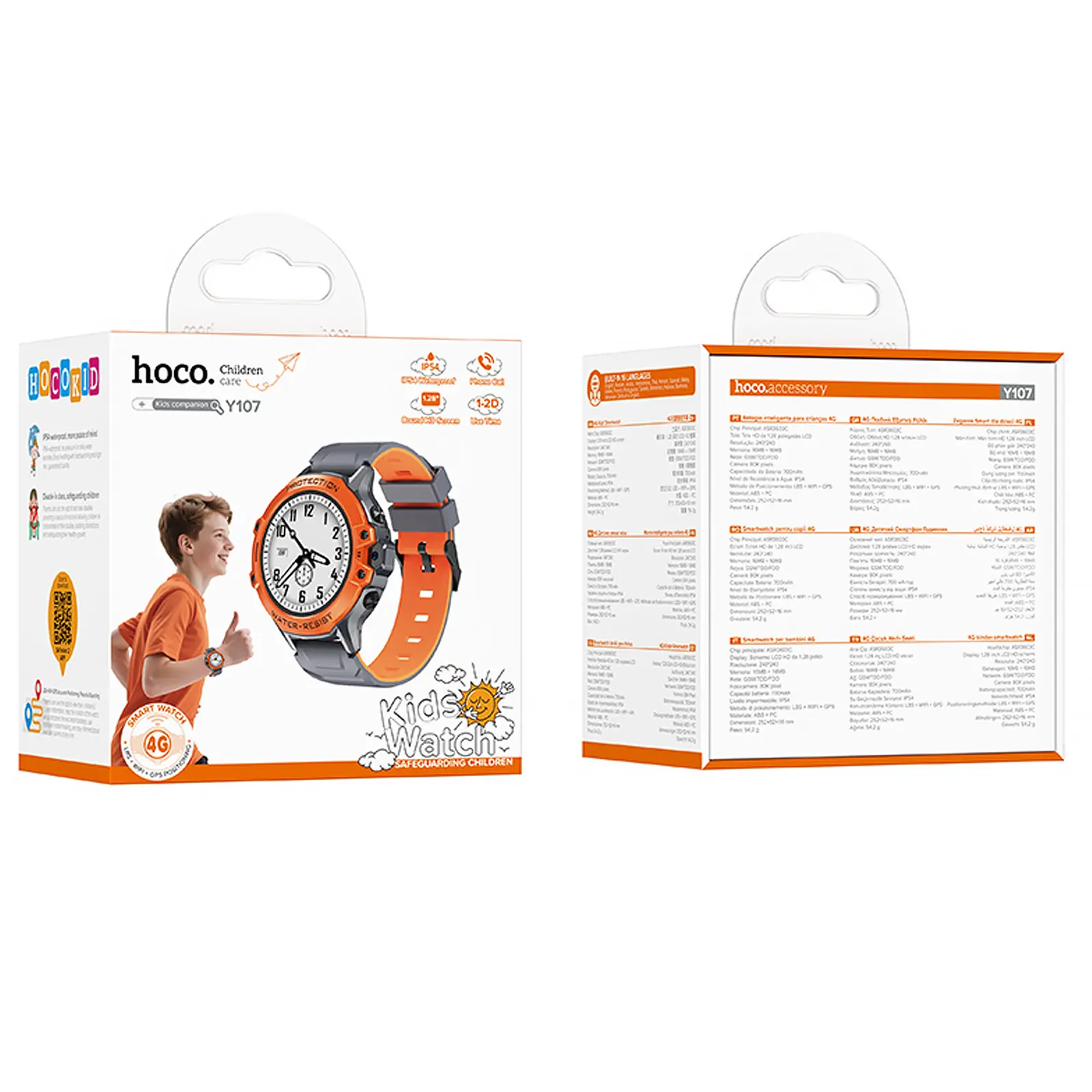 Детские cмарт-часы Hoco Y107 4G with call function, Orange 1, купить оптом с доставкой