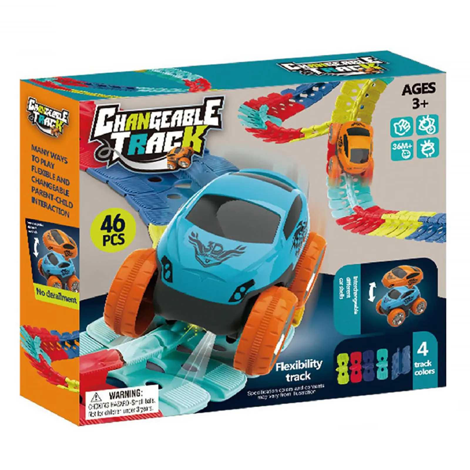 Интерактивный трек с инерционной машинкой SHT 088 Changeable Trak (46pcs/1CAR), Colorful 2, купить оптом с доставкой