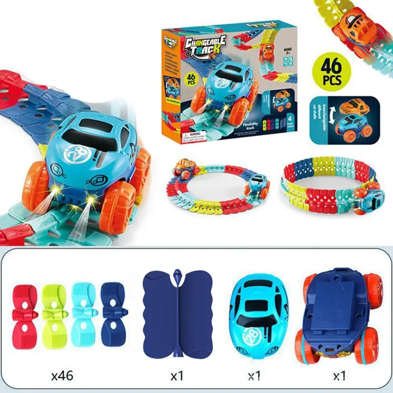 Интерактивный трек с инерционной машинкой SHT 088 Changeable Trak (46pcs/1CAR), Colorful 3, купить оптом с доставкой