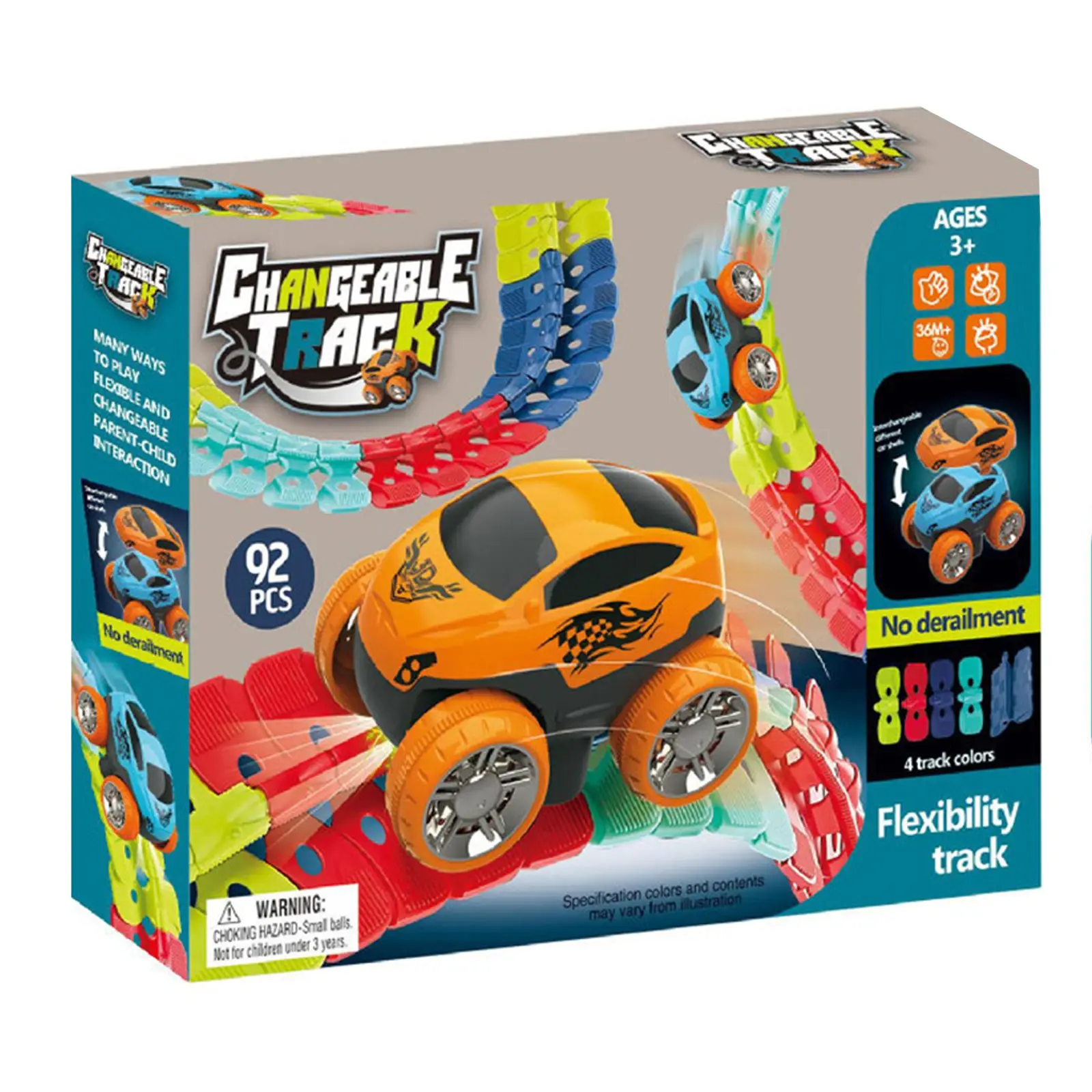 Интерактивный трек с инерционной машинкой SHT 188 Changeable Trak (92pcs/1CAR), Colorful 2, купить оптом с доставкой