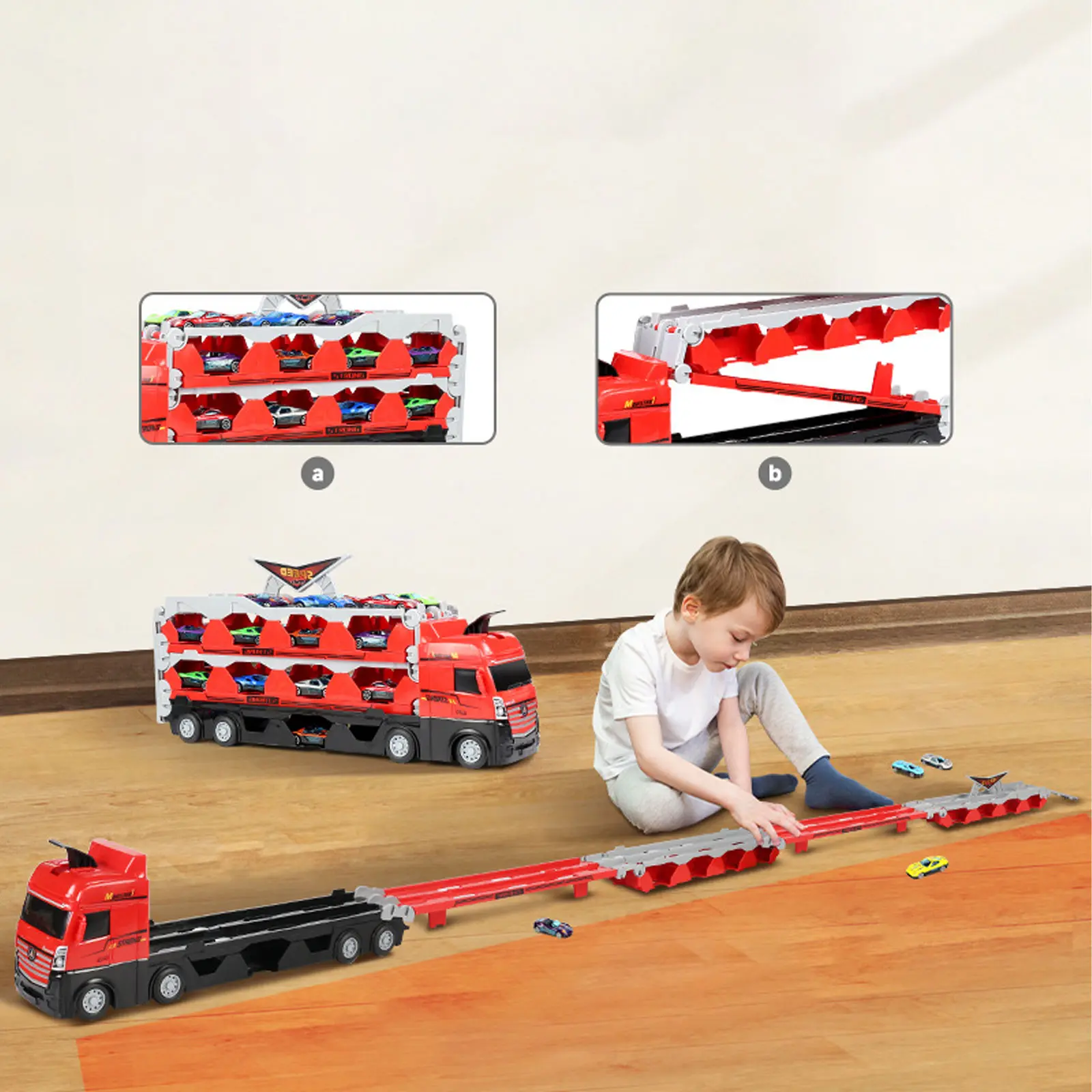 Игровой набор-грузовик SHT D663-T202 Catapult Truck + 8 small car, Colorful 2, купить оптом с доставкой