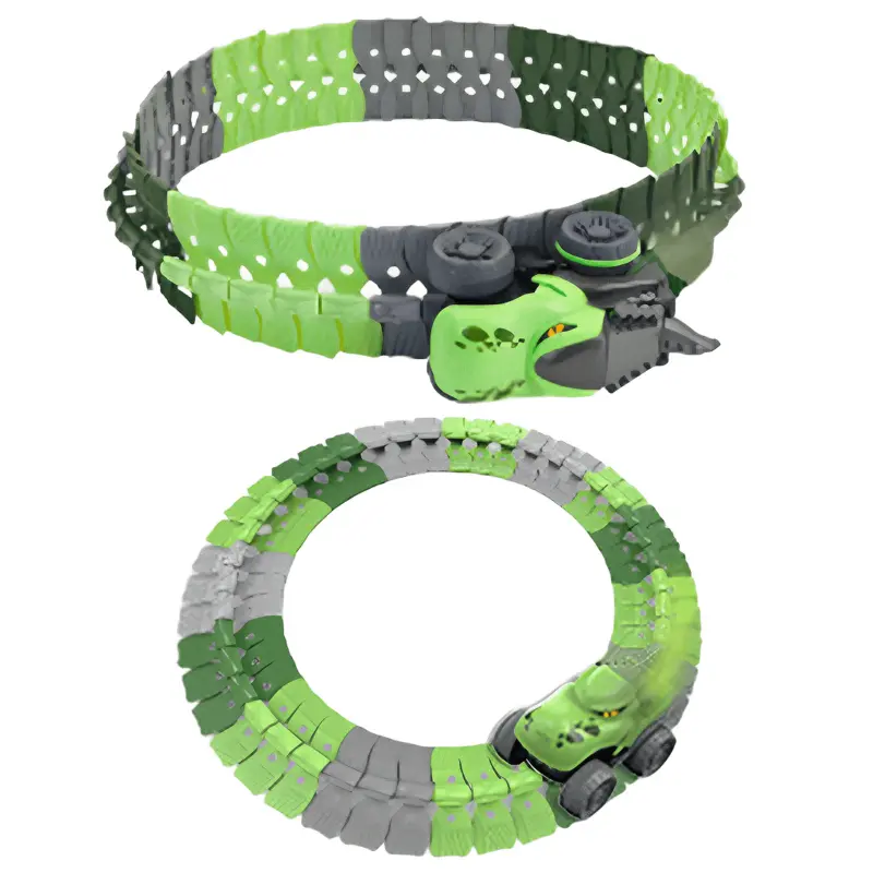 Интерактивный трек с инерционной машинкой SHT 5510-8 Dino Trak (46pcs/1CAR), Green, купить оптом с доставкой