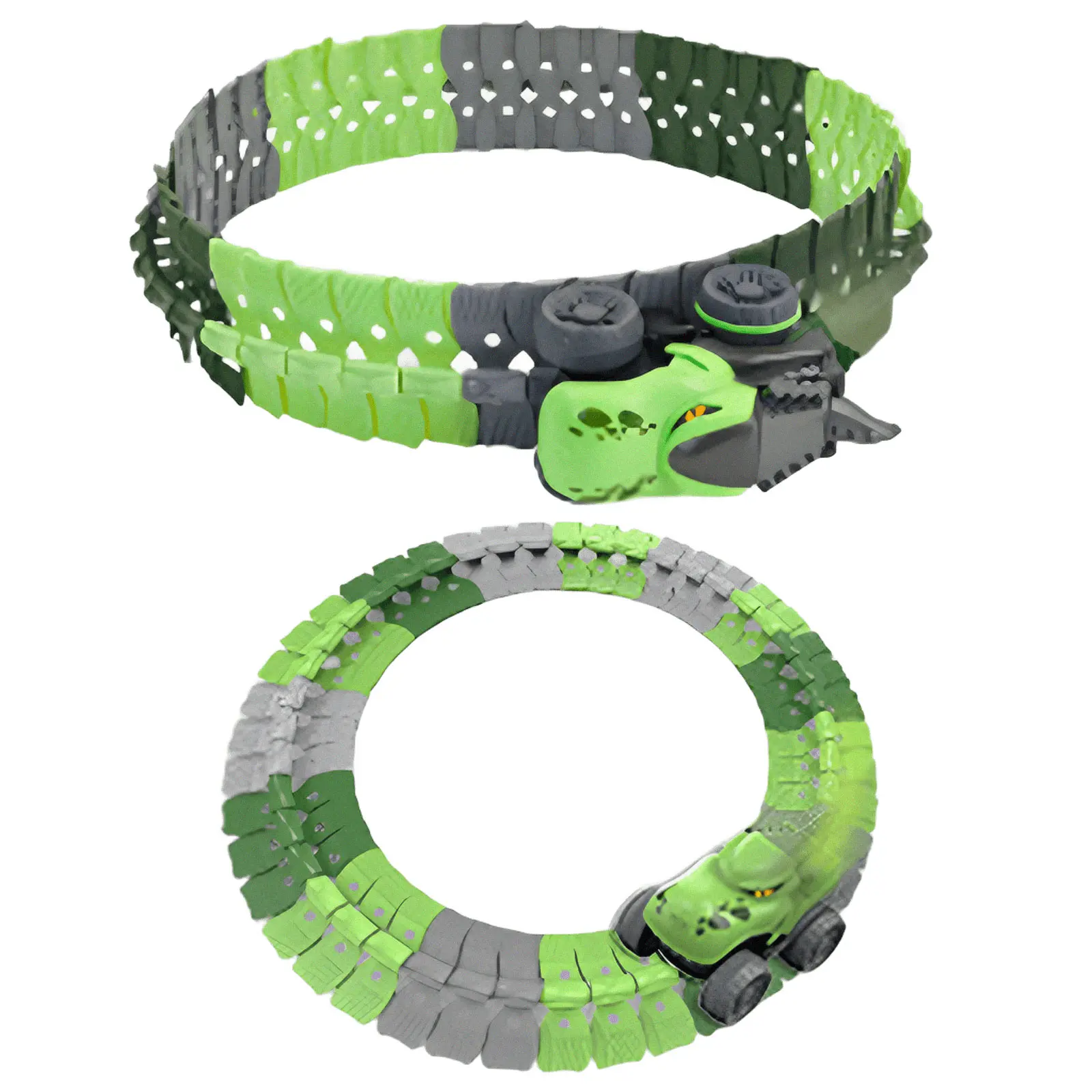 Интерактивный трек с инерционной машинкой SHT 5510-8 Dino Trak (46pcs/1CAR), Green, купить оптом с доставкой