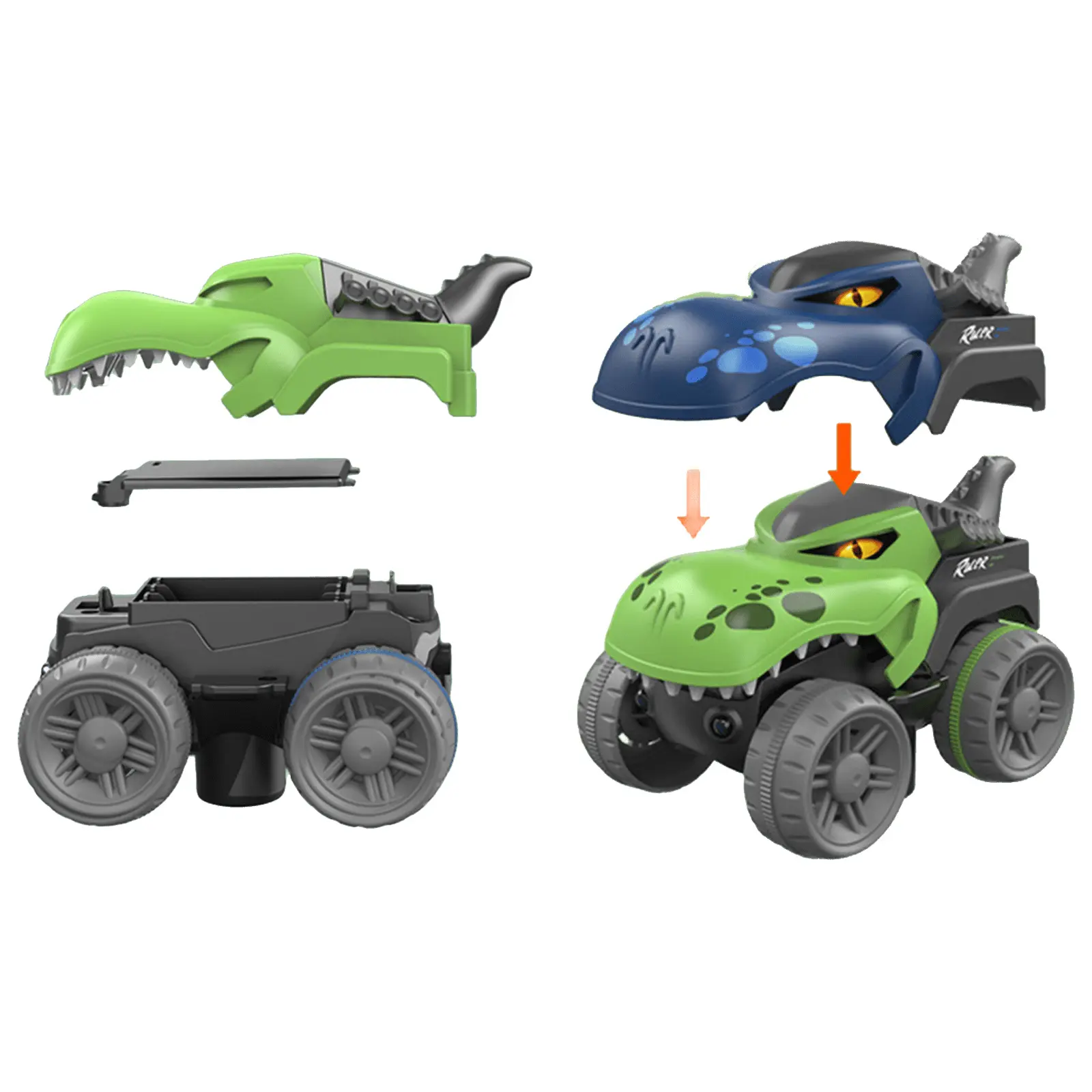 Интерактивный трек с инерционной машинкой SHT 5510-8 Dino Trak (46pcs/1CAR), Green 1, купить оптом с доставкой