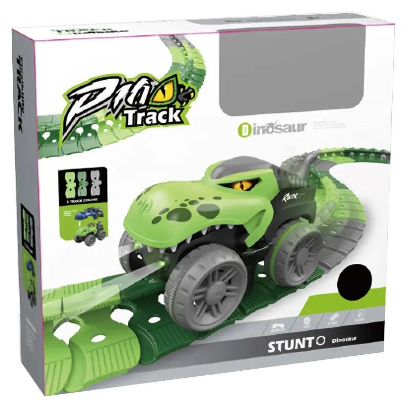 Интерактивный трек с инерционной машинкой SHT 5510-5 Dino Trak (168pcs/1CAR), Green 3, купить оптом с доставкой