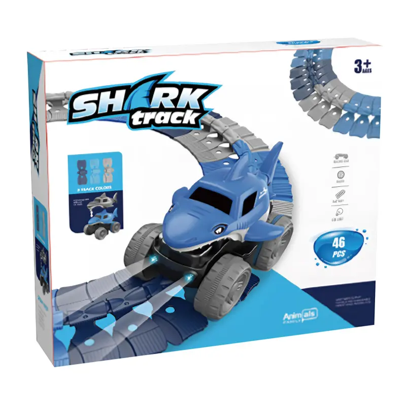 Интерактивный трек с инерционной машинкой SHT 5510-4 Shark Trak (46pcs/1CAR), Blue 2, купить оптом с доставкой