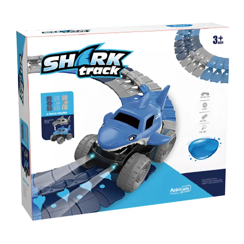 Интерактивный трек с инерционной машинкой SHT 5510-3 Shark Trak (92pcs/1CAR), Blue 1, купить оптом с доставкой