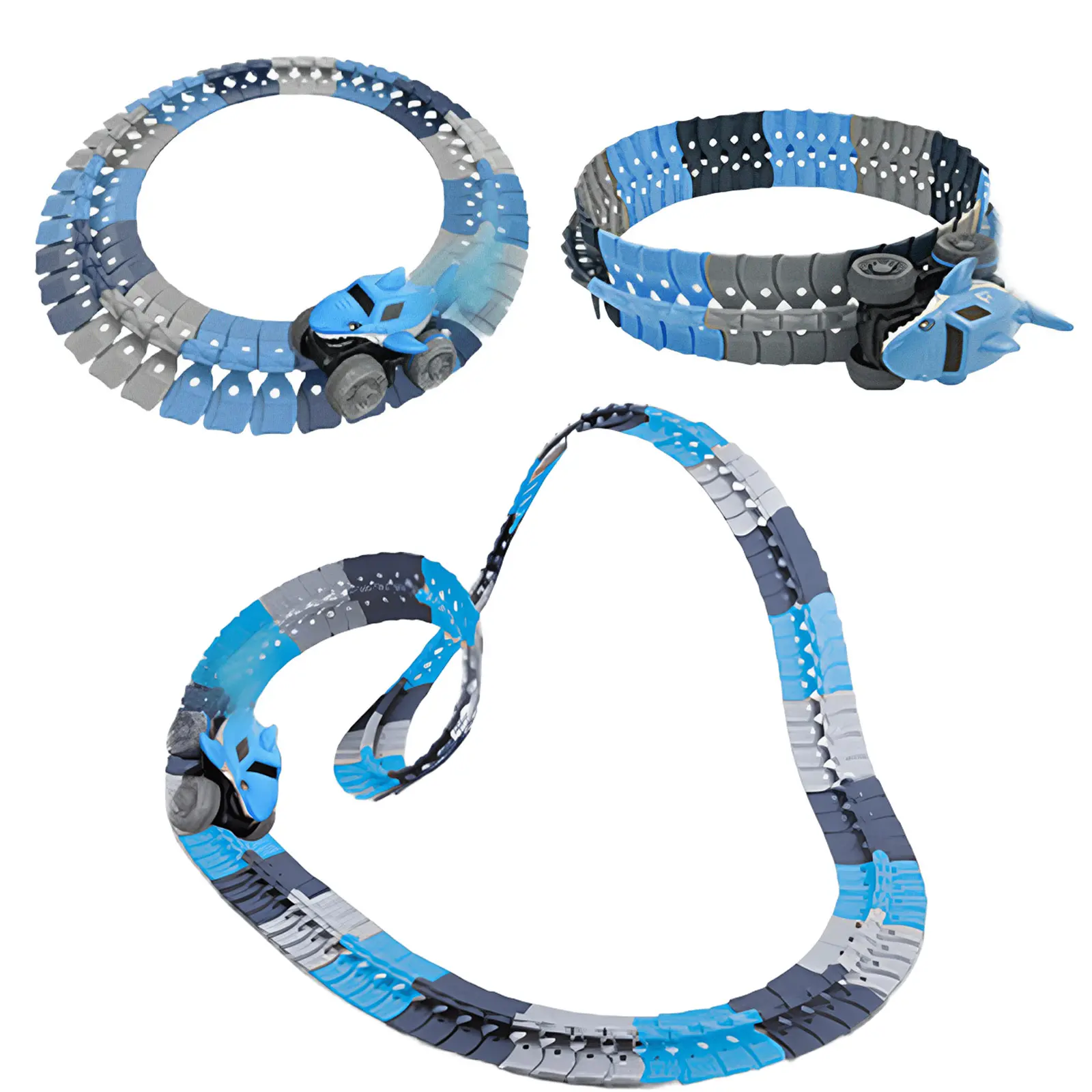 Интерактивный трек с инерционной машинкой SHT 5510-3 Shark Trak (92pcs/1CAR), Blue, купить оптом с доставкой