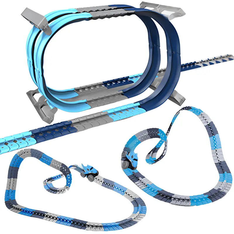 Интерактивный трек с инерционной машинкой SHT 5510-9 Deluxe Edition Shark Trak (138pcs/1CAR), Blue, купить оптом с доставкой