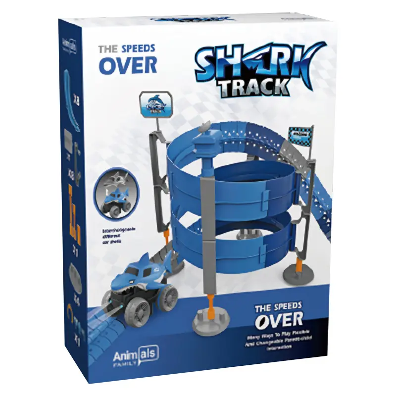 Интерактивный трек с инерционной машинкой SHT 5510-9 Deluxe Edition Shark Trak (138pcs/1CAR), Blue 2, купить оптом с доставкой