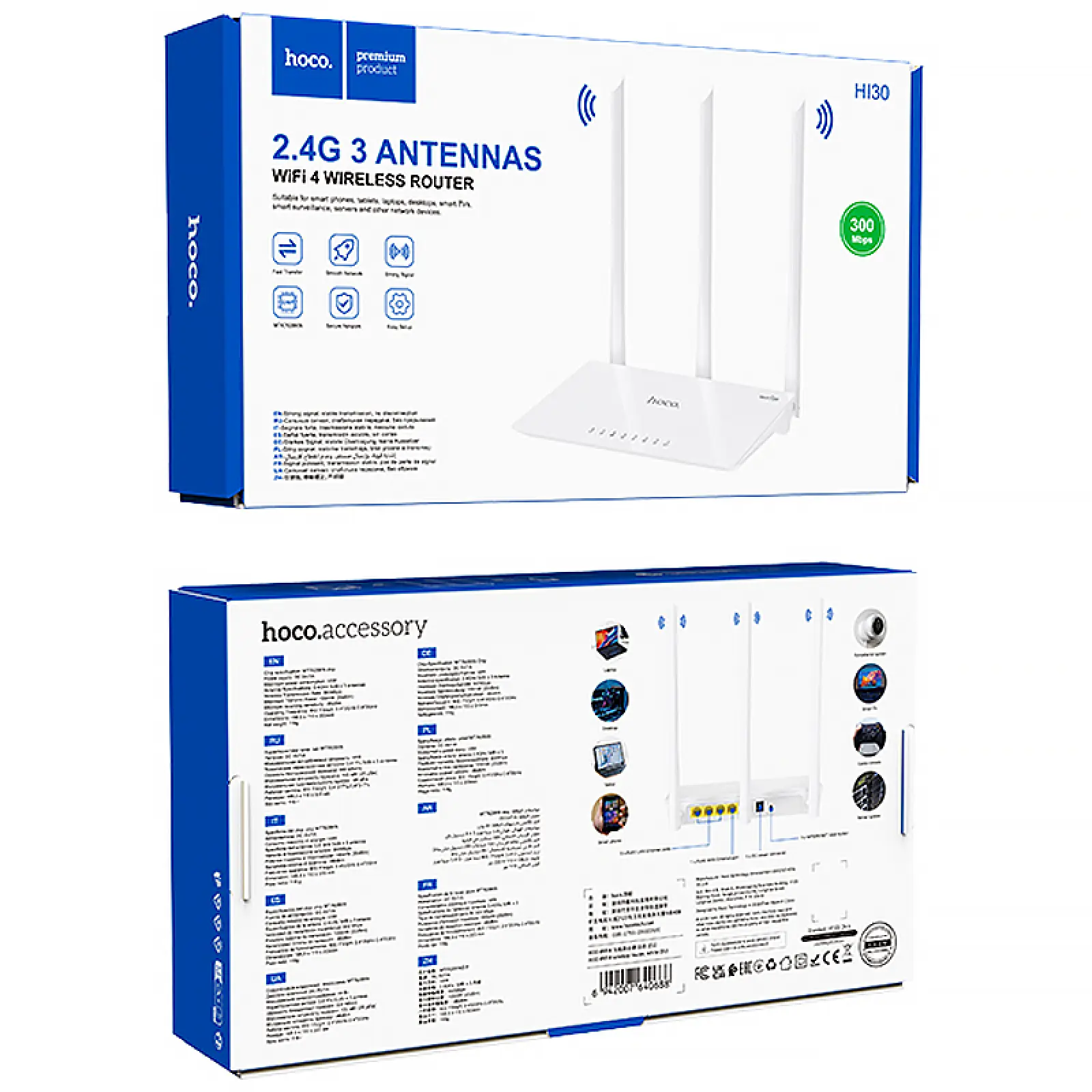 Маршрутизатор (роутер) Hoco HI30 WiFi4 100Mbs, White 4, купить оптом с доставкой