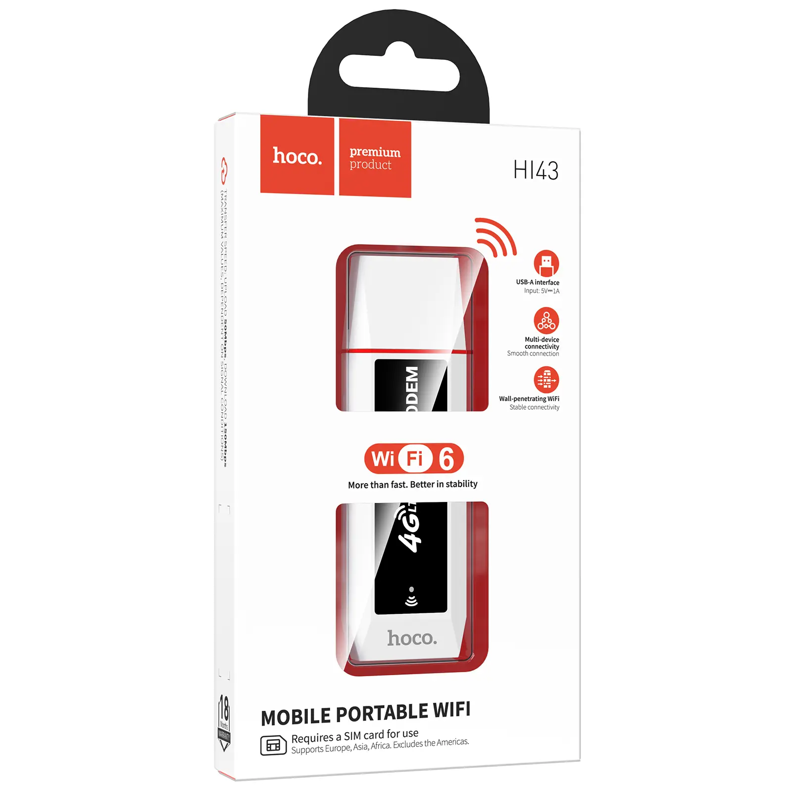 Портативный модем WiFi роутер Hoco HI43 150Mbps (SIM) 2100 mAh, White 1, купить оптом с доставкой