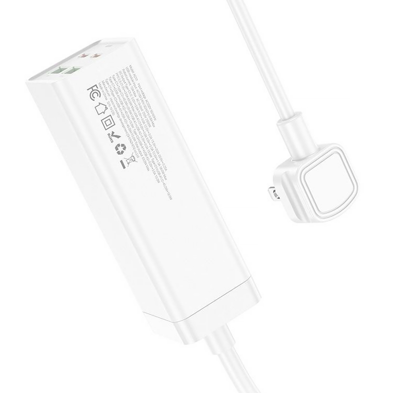 Удлинитель Hoco AC10A Talent PD65W+QC3.0 (2USB-A/2C/1xSocket) (1.5m) на картинке №3