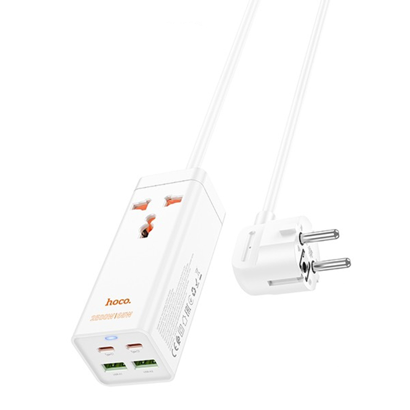 Удлинитель Hoco AC10A Talent PD65W+QC3.0 (2USB-A/2C/1xSocket) (1.5m) на картинке №4