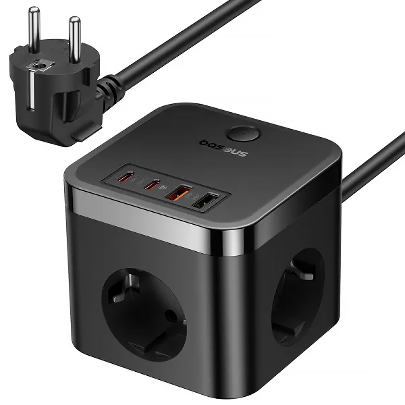 Удлинитель Baseus PowerCombo PD30W+QC3.0 (2USB-A/2C/2Socket) (1.5m) (BPS30), Cluster Black, купить оптом с доставкой