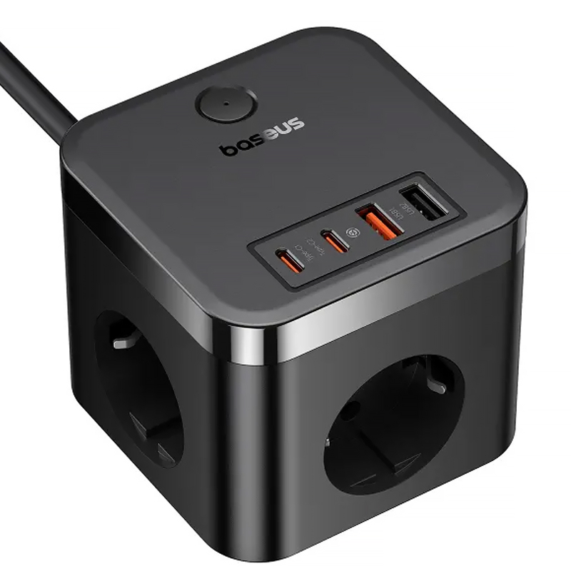 Удлинитель Baseus PowerCombo PD30W+QC3.0 (2USB-A/2C/2Socket) (1.5m) (BPS30) на картинке №3
