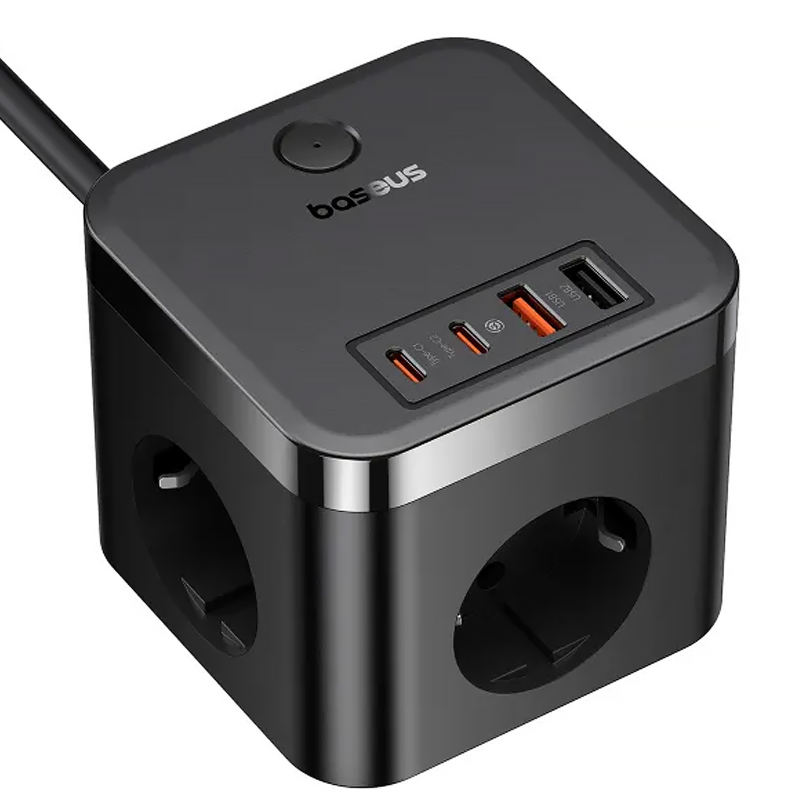 Удлинитель Baseus PowerCombo PD30W+QC3.0 (2USB-A/2C/2Socket) (1.5m) (BPS30), Cluster Black 2, купить оптом с доставкой