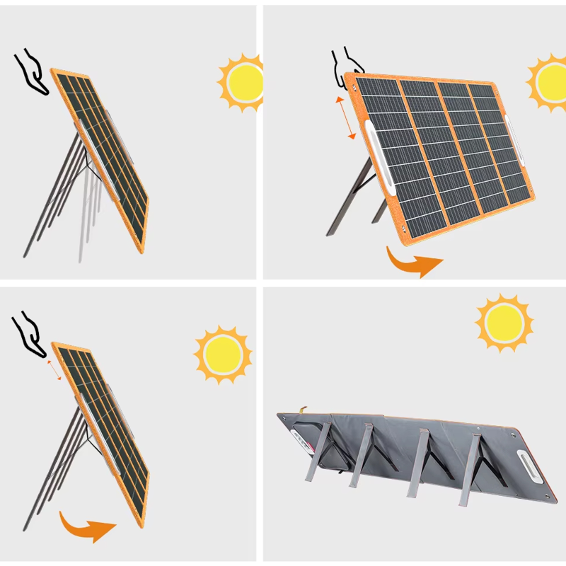 Портативная солнечная панель TSP-18V-100W Monocrystalline PD65W+QC3.0 (1USB-A/1C), Black 4, купить оптом с доставкой