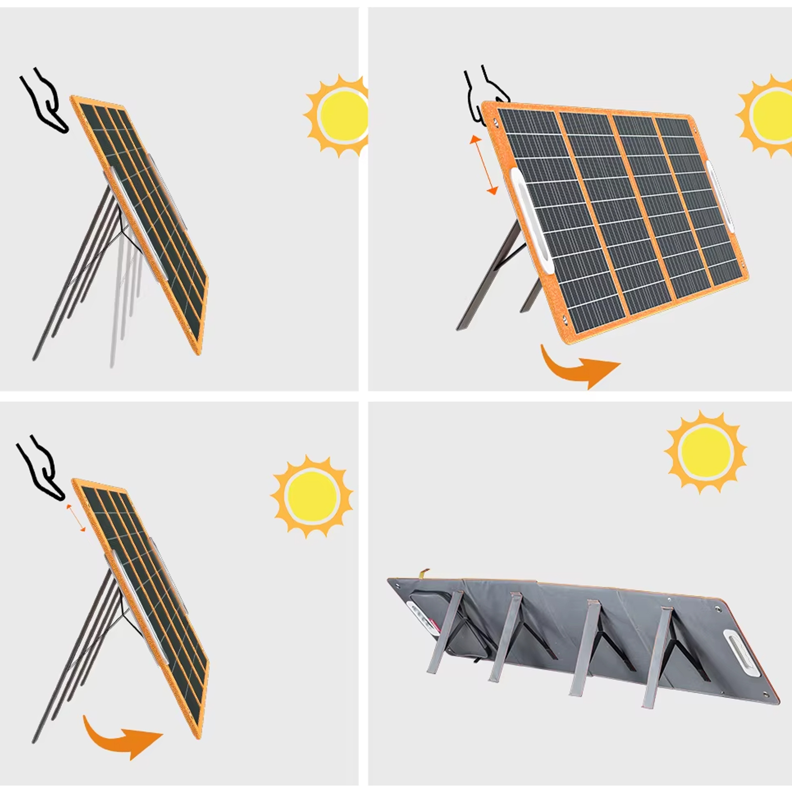 Портативная солнечная панель TSP-18V-100W Monocrystalline PD65W+QC3.0 (1USB-A/1C), Black 4, купить оптом с доставкой