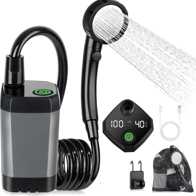 Портативный душ Spopal Pro Water Temp and Battery Level Indicator 6000mAh + bucket 20L (USB-C) на картинке №1