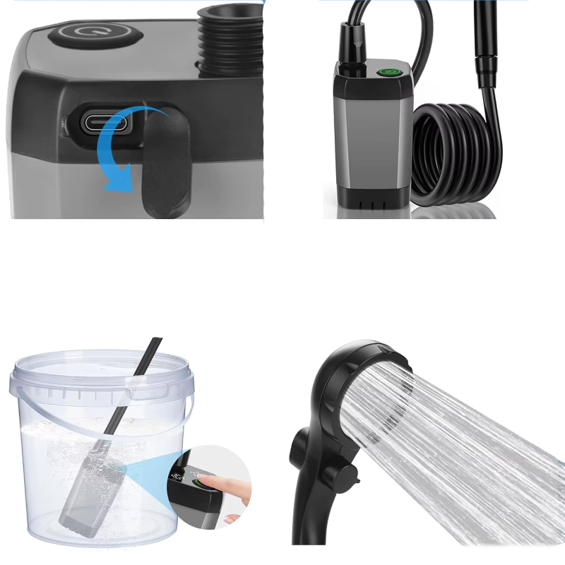 Уценка Портативный душ Spopal Pro Water Temp and Battery Level Indicator 6000mAh + bucket 20L USB-C, Поврежденная упаковка / Black 2, купить оптом с доставкой
